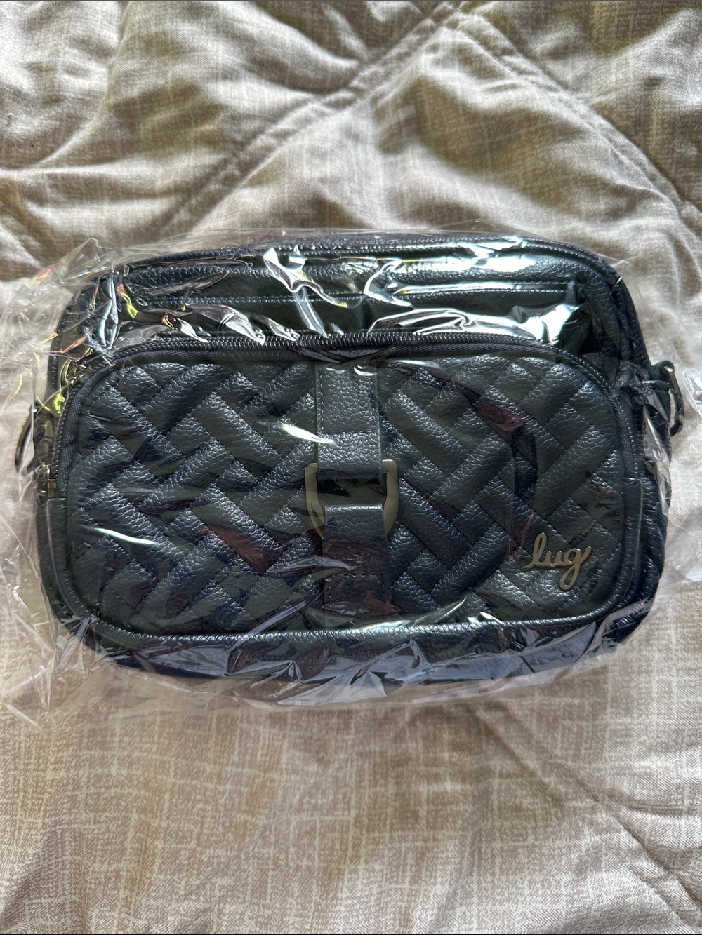 lug Quilted Crossbody Bag in Navy Blue